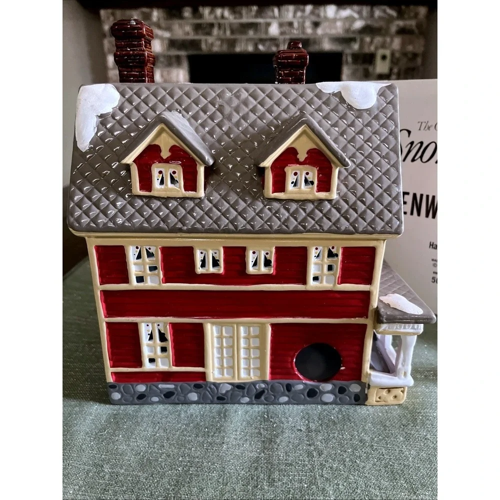Department 56 Snow Village 1989 Kenwood House #5054-7 Plus Bonus Man On Ladder